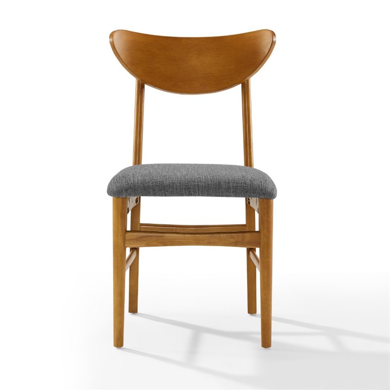 Pemberly Row Wood Dining Chairs with Upholstered Seats in Acorn (Set of 2)