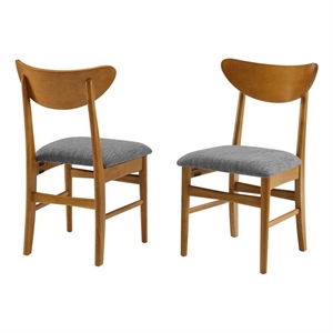 Pemberly Row Wood Dining Chairs with Upholstered Seats in Acorn (Set of 2)