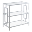 Pemberly Row 3-Tier Chrome Chairside End Table with Glass Shelves