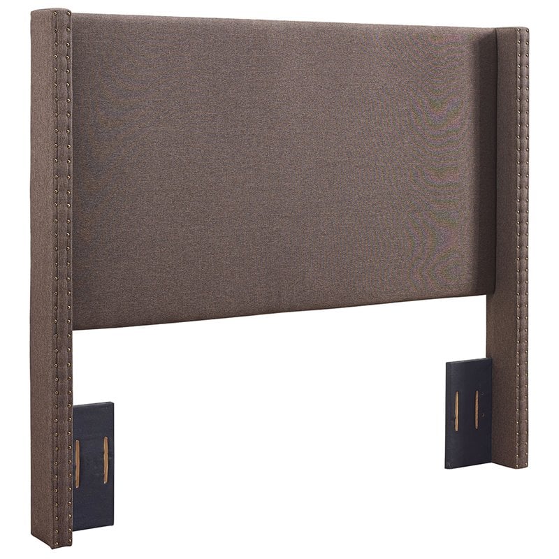 Pemberly Row Upholstered Full/Queen Wingback Headboard in Bourbon Linen