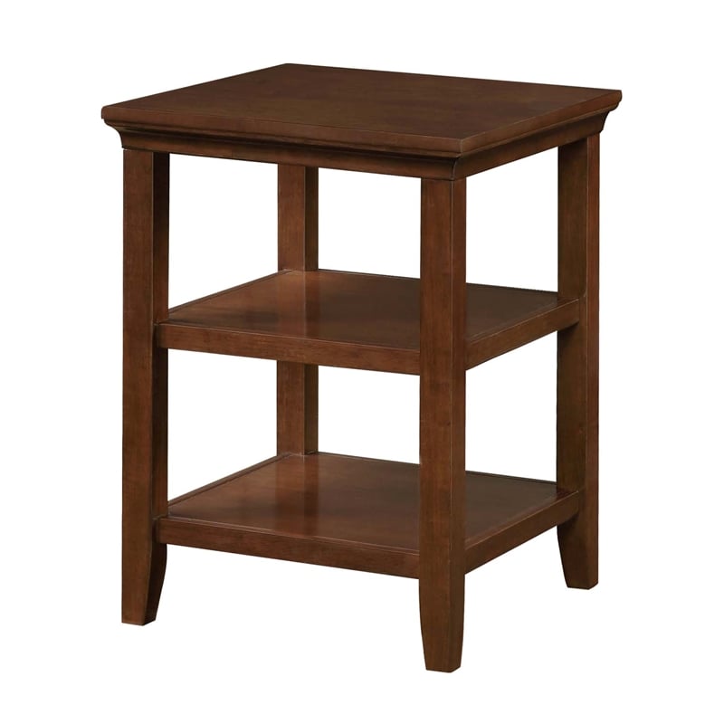 Pemberly Row Square 3-Tier End Table with Shelves in Espresso Finish