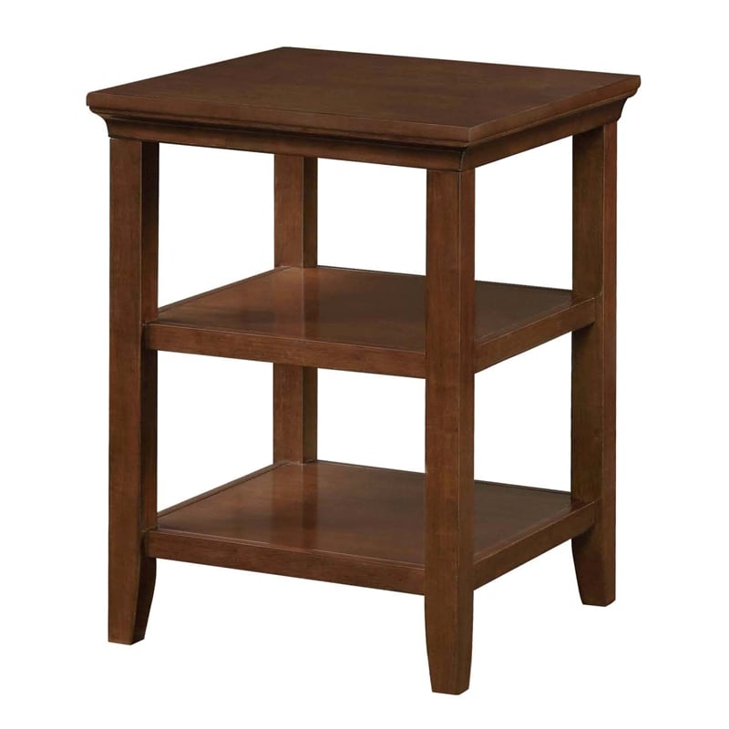 Pemberly Row Square 3-Tier End Table with Shelves in Espresso Finish