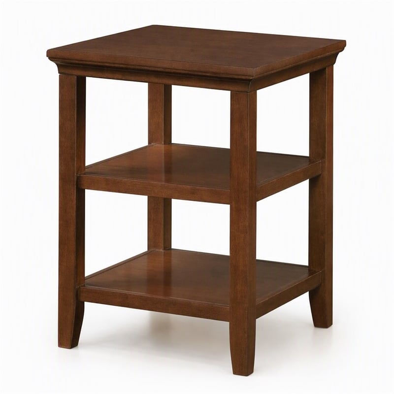 Pemberly Row Square 3-Tier End Table with Shelves in Espresso Finish