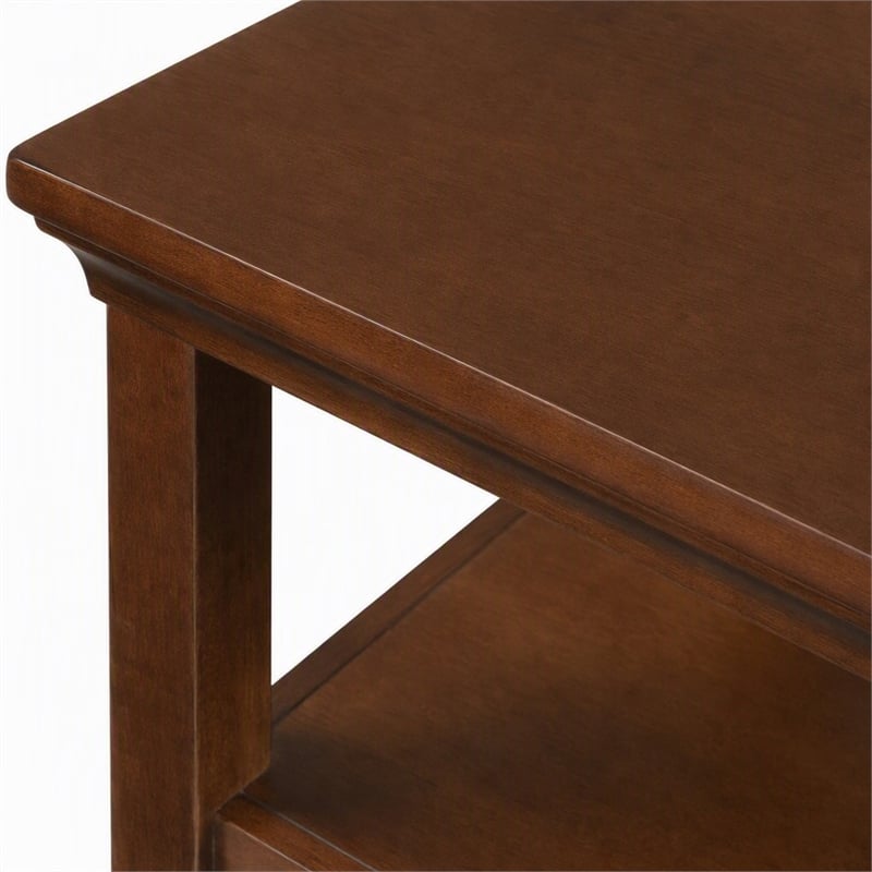 Pemberly Row Square 3-Tier End Table with Shelves in Espresso Finish