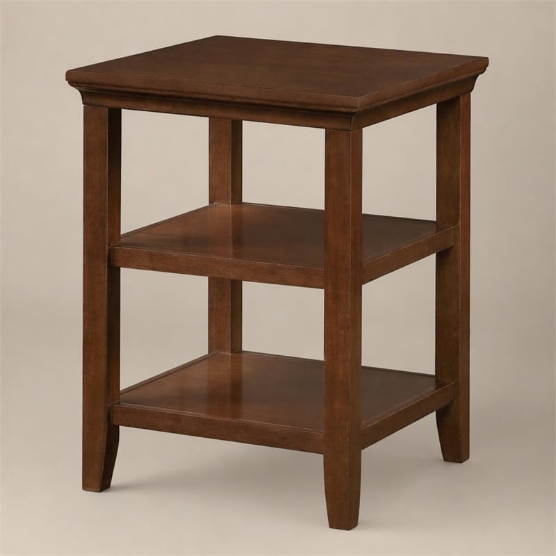 Pemberly Row Square 3-Tier End Table with Shelves in Espresso Finish
