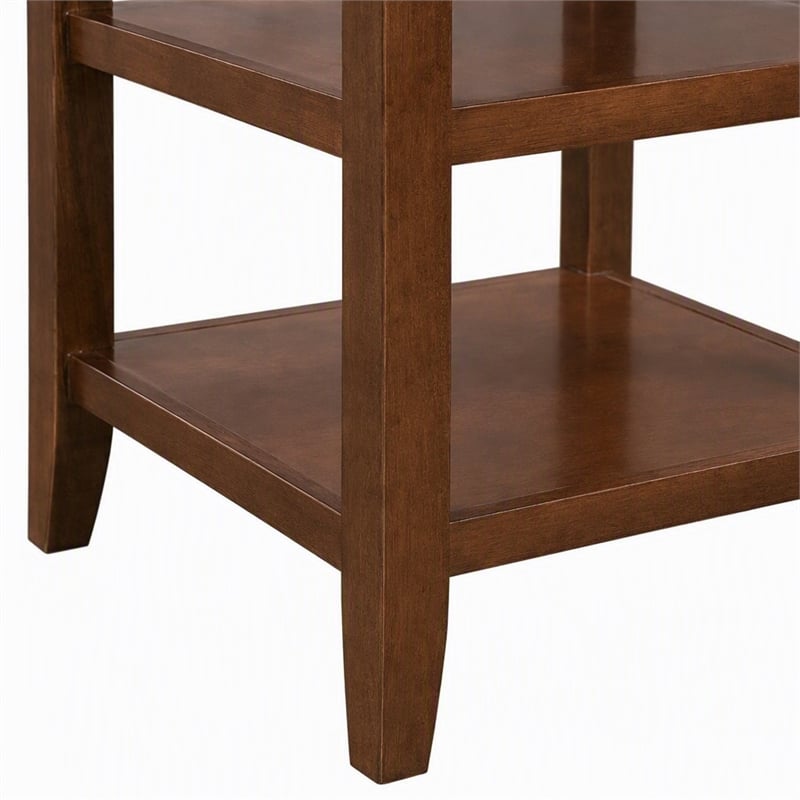 Pemberly Row Square 3-Tier End Table with Shelves in Espresso Finish