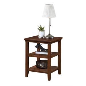 Pemberly Row Square 3-Tier End Table with Shelves in Espresso Finish