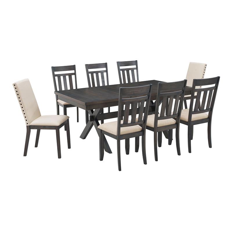 Pemberly Row 9-Piece Wood Dining Set in Slate and Cream