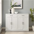 Pemberly Row Modular White Sideboard with Adjustable Shelves and Drawers