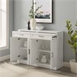 Pemberly Row Modular White Sideboard with Adjustable Shelves and Drawers
