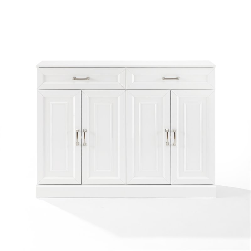 Pemberly Row Modular White Sideboard with Adjustable Shelves and Drawers