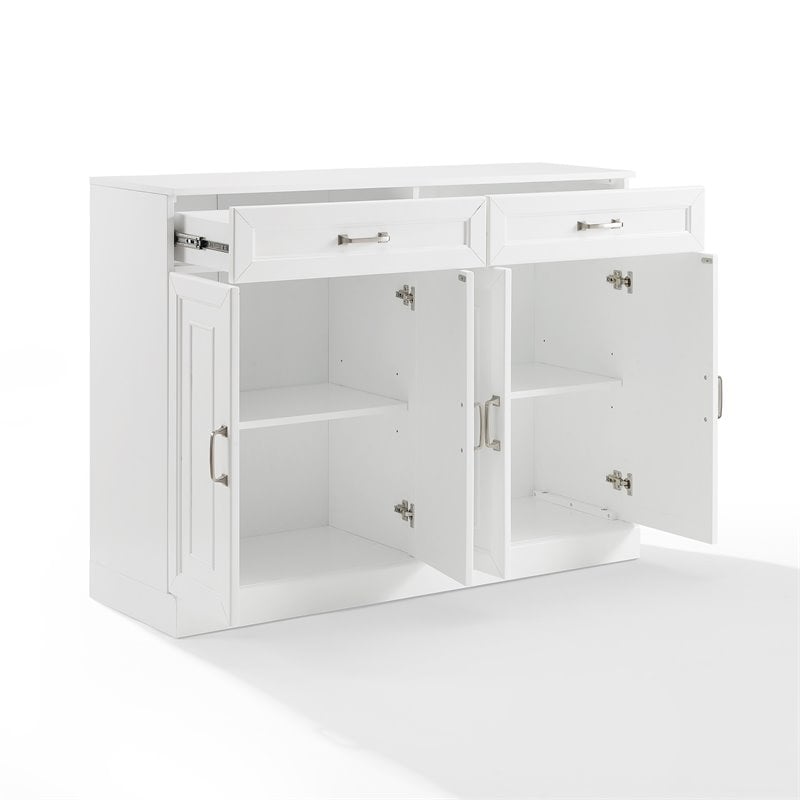 Pemberly Row Modular White Sideboard with Adjustable Shelves and Drawers