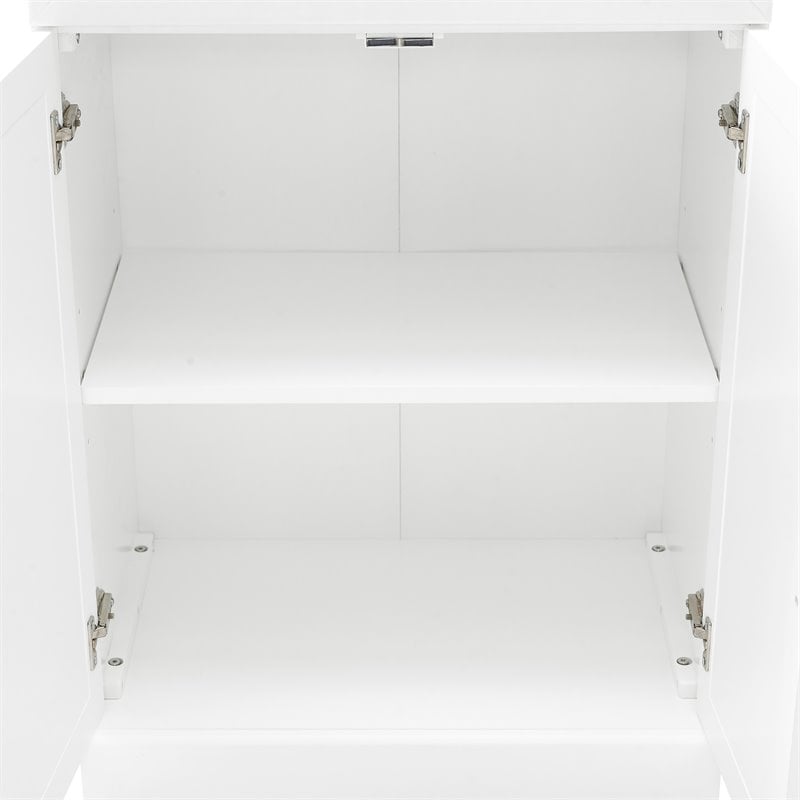 Pemberly Row Modular White Sideboard with Adjustable Shelves and Drawers