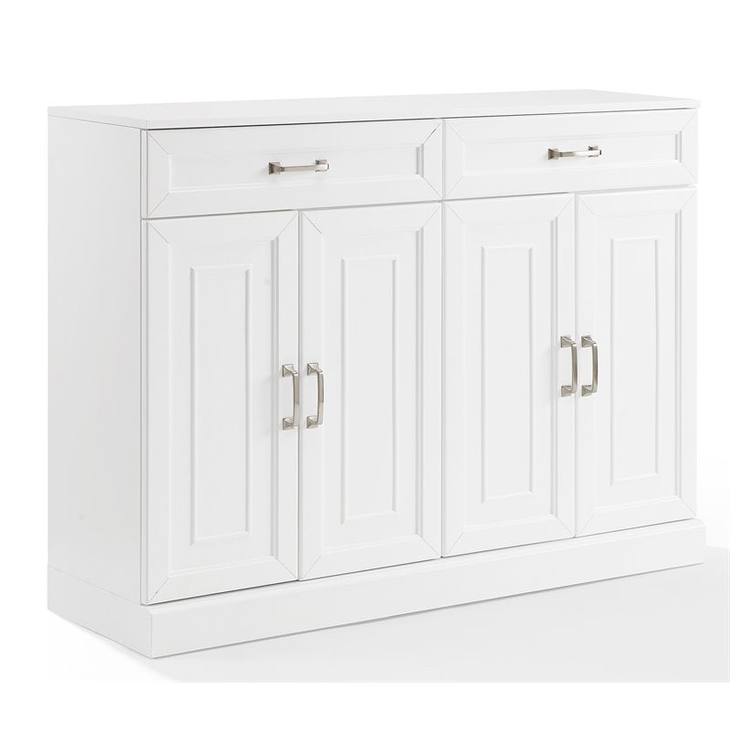 Pemberly Row Modular White Sideboard with Adjustable Shelves and Drawers