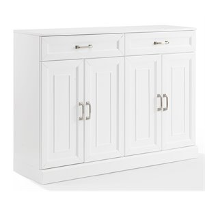 Pemberly Row Modular White Sideboard with Adjustable Shelves and Drawers