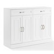 Pemberly Row Modular White Sideboard with Adjustable Shelves and Drawers
