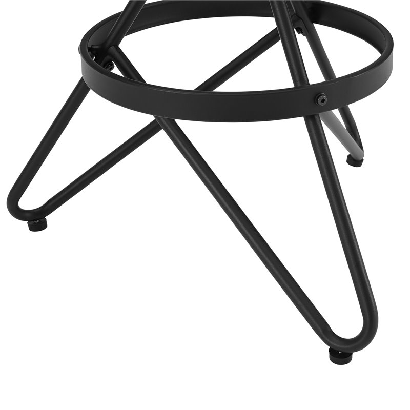 Pemberly Row Adjustable Metal Stool with Wood Seat in Brown/Matte Black