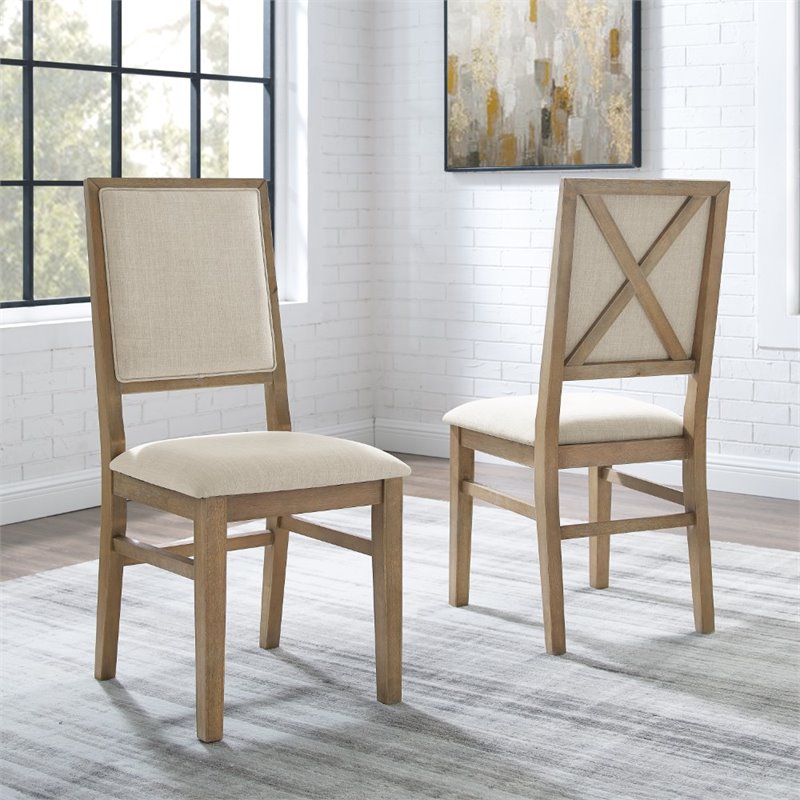 Pemberly Row 2 Piece Upholstered Back Chair Set in Rustic Brown