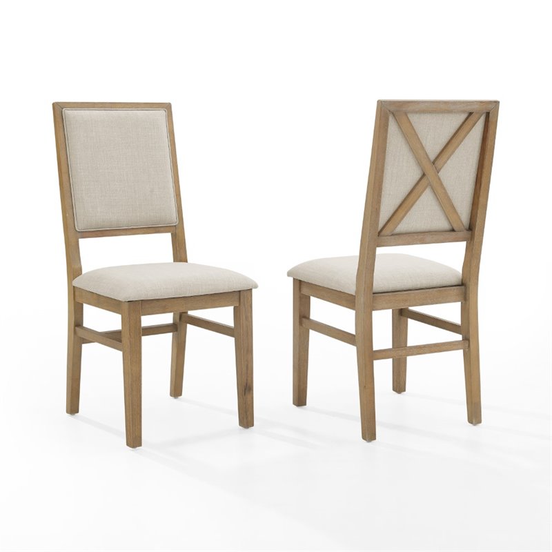 Pemberly Row 2 Piece Upholstered Back Chair Set in Rustic Brown