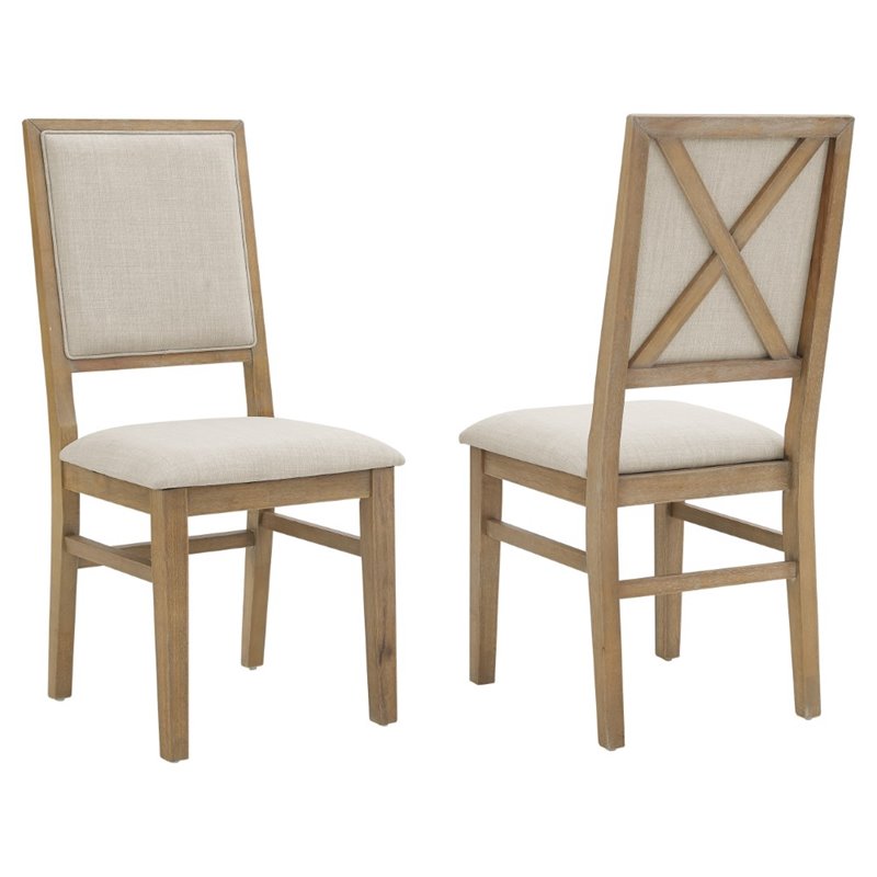 Pemberly Row 2 Piece Upholstered Back Chair Set in Rustic Brown