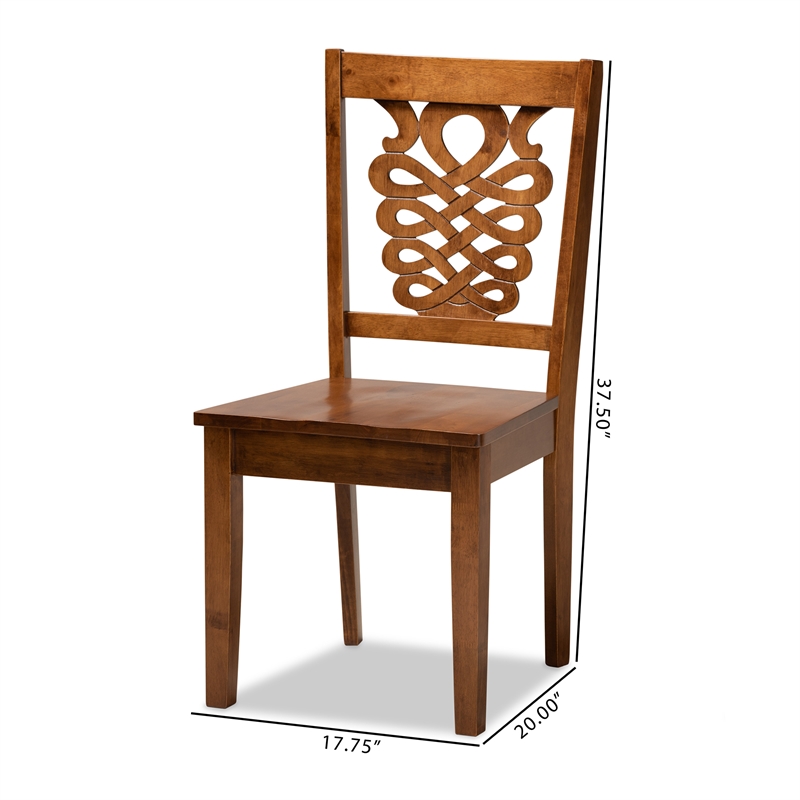 Pemberly Row Walnut Brown Dining Chair in Oak Wood (Set of 2)