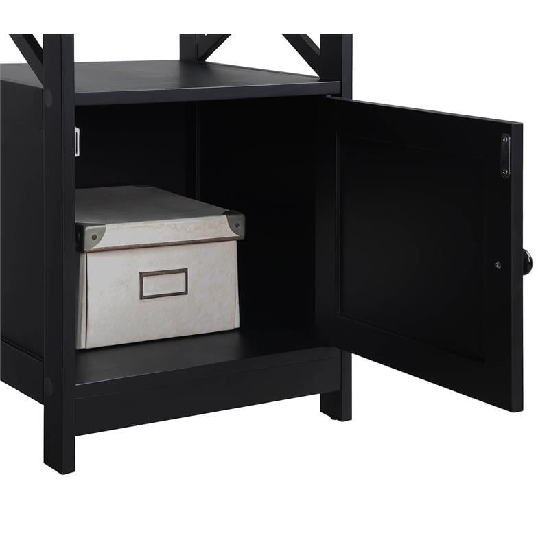 Pemberly Row Oxford End Table with Cabinet in Cherry/Black Finish
