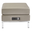 Pemberly Row Ottoman Modular Component with Chrome Base in Smoke Gray