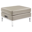 Pemberly Row Ottoman Modular Component with Chrome Base in Smoke Gray