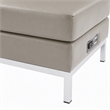 Pemberly Row Ottoman Modular Component with Chrome Base in Smoke Gray