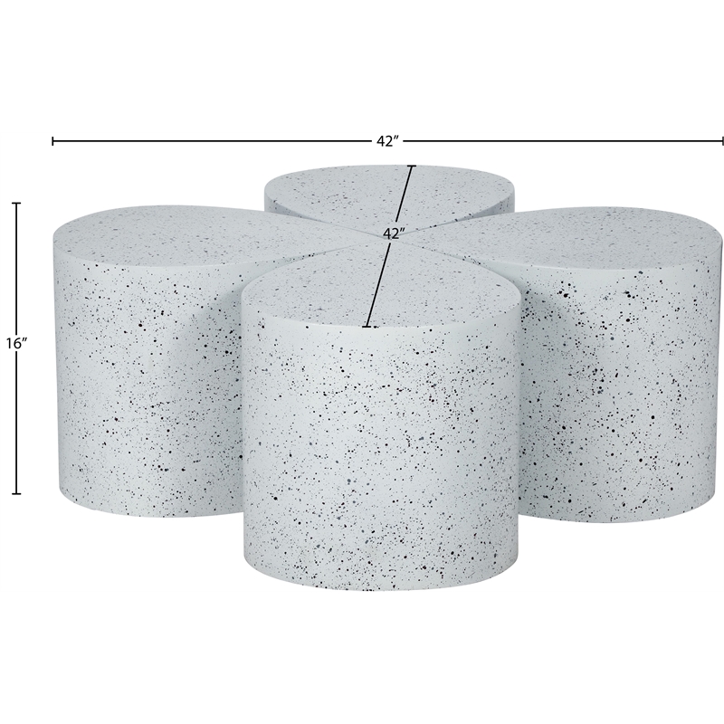Pemberly Row 4-Piece Modular Iron Coffee Table in White Terrazzo Finish