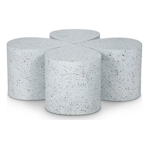 Pemberly Row 4-Piece Modular Iron Coffee Table in White Terrazzo Finish