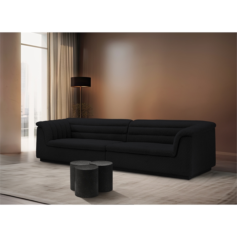 Pemberly Row 3-Piece Modular Iron Coffee Table in Black Terrazzo Finish