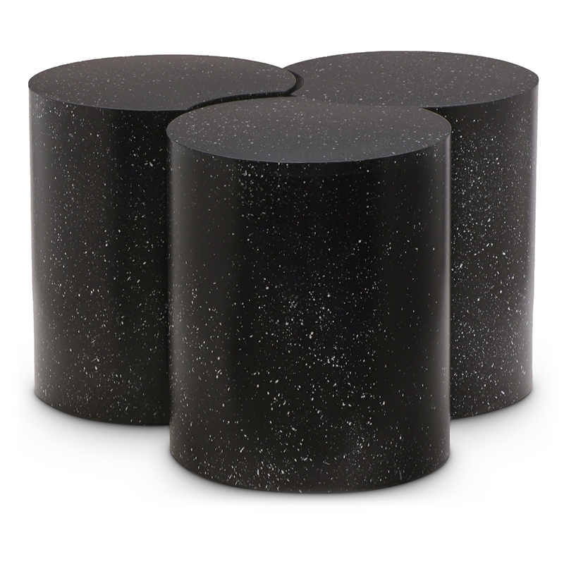 Pemberly Row 3-Piece Modular Iron Coffee Table in Black Terrazzo Finish