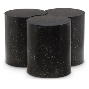Pemberly Row 3-Piece Modular Iron Coffee Table in Black Terrazzo Finish