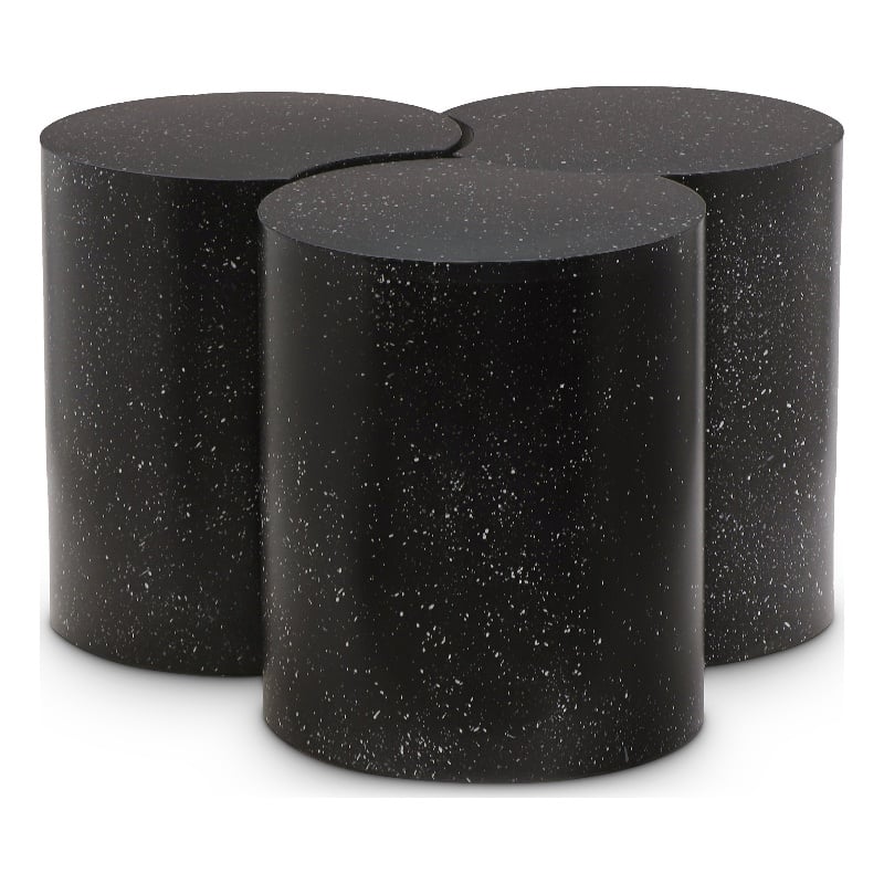 Pemberly Row 3-Piece Modular Iron Coffee Table in Black Terrazzo Finish