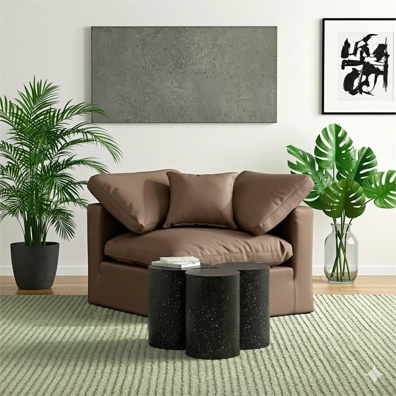 Pemberly Row 3-Piece Modular Iron Coffee Table in Black Terrazzo Finish