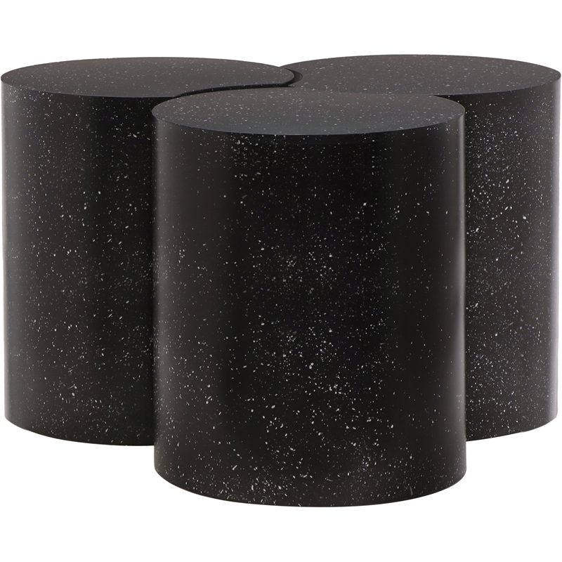 Pemberly Row 3-Piece Modular Iron Coffee Table in Black Terrazzo Finish