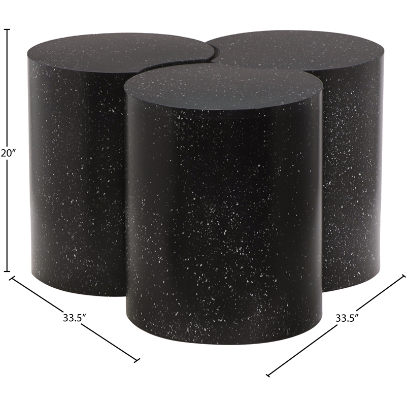 Pemberly Row 3-Piece Modular Iron Coffee Table in Black Terrazzo Finish