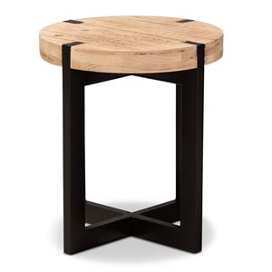 Pemberly Row Horace Brown Wood and Black Metal Industrial End Table
