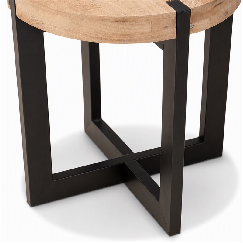 Pemberly Row Horace Brown Wood and Black Metal Industrial End Table