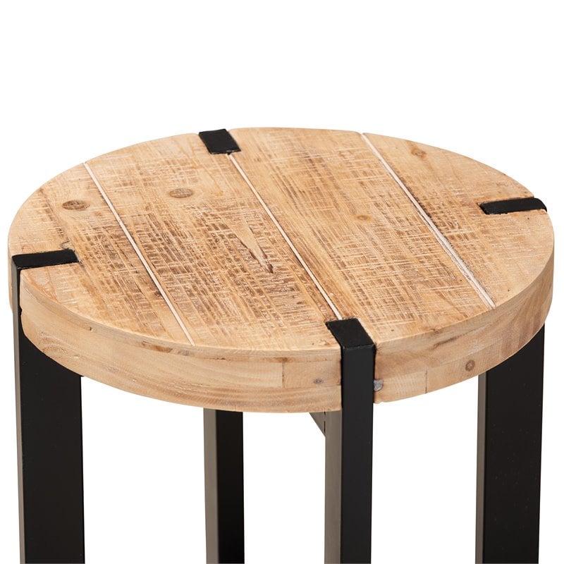 Pemberly Row Horace Brown Wood and Black Metal Industrial End Table