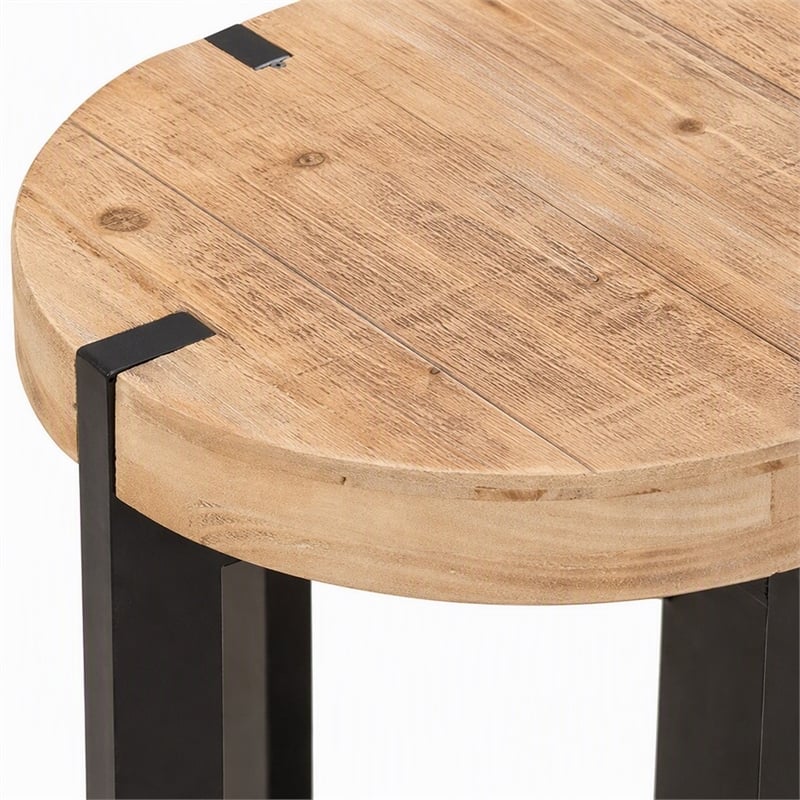 Pemberly Row Horace Brown Wood and Black Metal Industrial End Table