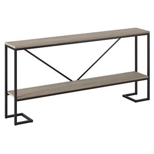Pemberly Row 64&quot Blackened Bronze Console Table with Gray Oak Top