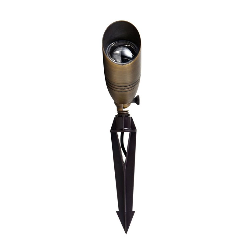 Pemberly Row Traditional Cast Brass Outdoor Spot Light in Antique Brass Finish