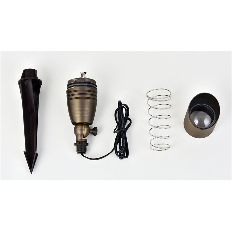 Pemberly Row Traditional Cast Brass Outdoor Spot Light in Antique Brass Finish