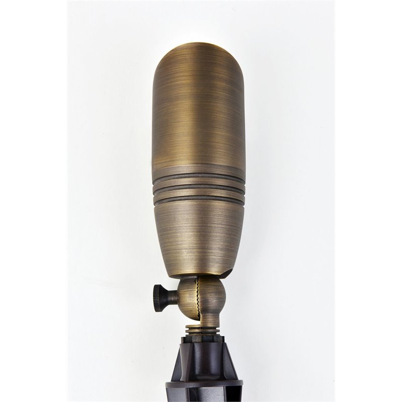Pemberly Row Traditional Cast Brass Outdoor Spot Light in Antique Brass Finish