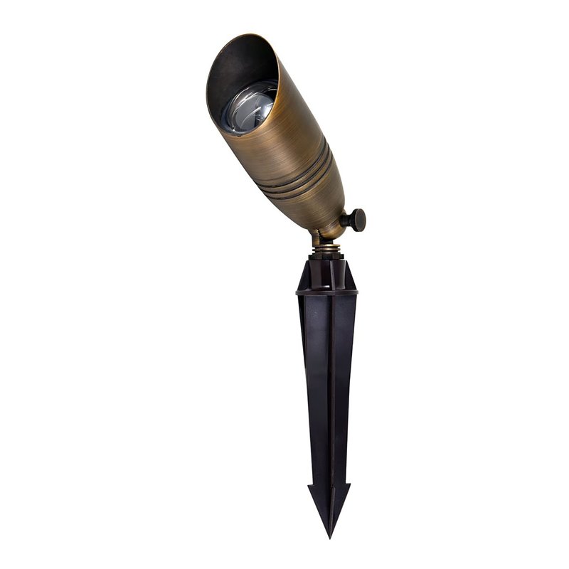 Pemberly Row Traditional Cast Brass Outdoor Spot Light in Antique Brass Finish