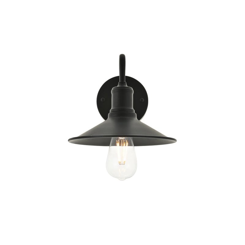 Pemberly Row 1-Light Black Metal Wall Sconce with Cone Shade