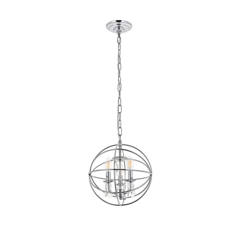 Pemberly Row 3-Light Chrome and Clear Metal Pendant with Crystals