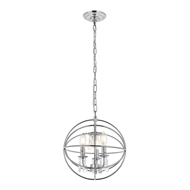 Pemberly Row 3-Light Chrome and Clear Metal Pendant with Crystals